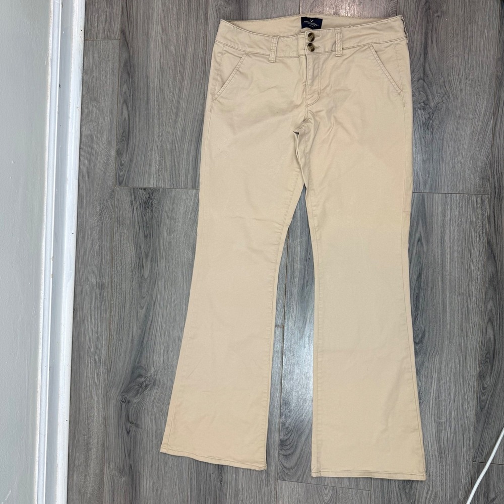American Eagle Artist Low Rise Khaki Pants Women's 6R Stretch Beige Chino - Picture 9 of 16